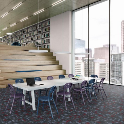 Architectural interior with a warm, material-led floor finish